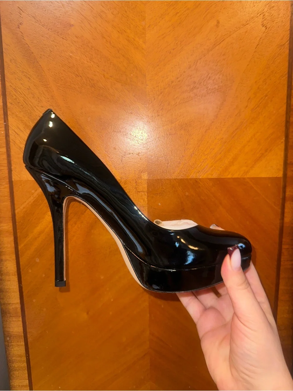 Black Patent High Heel Platform Pumps